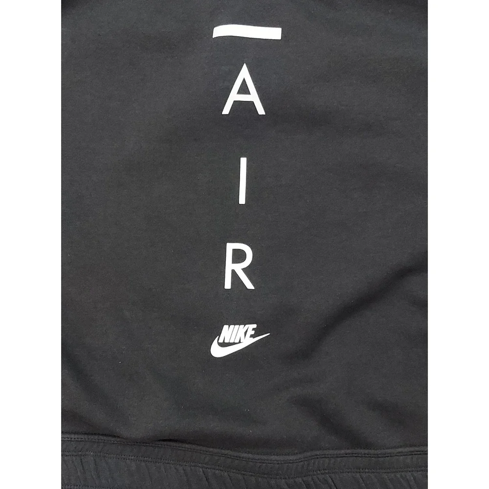 NIKE AIR Jacket Women Small Fleece Black Full Zip Logo Spellout on Back Athletic